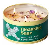 AOOVOO Vela de salvia para limpieza de meditación, vela de 3 mechas, aroma fuerte, velas de soja de 12 onzas con cristal en el interior, aromaterapia, velas no tóxicas para regalos espirituales