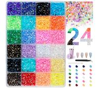 AOOWU 24000pcs Cristales para Uñas 24 Colores 3mm Diamantes para Uñas con Pinzas Y Bolígrafo Decoracion Uñas Diamantes para Manualidades para Uñas para Uñas Maquillaje Diy Handwerk Ropa Manualidades