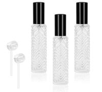 AOOWU Atomizador Perfume de Vidrio, 3PCS Frascos de Perfumes de Vidrio 12ml, Portátil Botella de Perfume de Cristal con 2PCS Pipetas, Recargable Atomizador Botella de Cristal para Viaje, Cita(Negro)