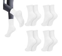 AOOWU Calcetines Antideslizantes Hombre, 4 Pares Calcetines Deportivos Antideslizantes con Puntos Antideslizantes, Calcetines Antideslizantes para mujer para Yoga, Pilates, Danza y Trampolín (Blanco)