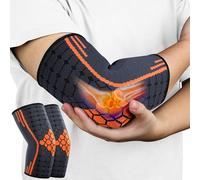 AOOWU Coderas Epicondilitis, 2 Piezas Coderas Deportiva para Tendinitis y Codera Tendinitis, Manga Elástica Tejido 3D Codera de Compresion para Hombre y Mujer, Deporte, Gym y Trabajo, Naranja (XL)