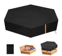 AOOWU Cubierta Arenero para Niños, 210D Oxford Funda Piscina Hexagonal con Cordón y Tiras Reflectantes, Impermeable a Prueba de Viento Cubre Arenero Tapa para Juego al Aire Libre(180x150x20cm)