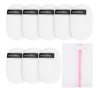 AOOWU Discos Desmaquillantes lavables, 8 PCS Desmaquillantes Reutilizables con Bolsa de Almacenamiento, Material de Franela de Doble cara Suave y Adecuado para limpieza Facial y Desmaquillaje