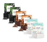 AOOWU Glycerin Soap, 6 PCS Soap Triple Grinding Process, Exfoliating And Body Cleanser, Each Approximately 100g (About 600g Total), Sal Marina + Café + Carbón de Bambú