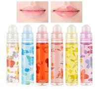 AOOWU Lip Oil, 6pcs Lip Gloss Transparente para Voluminizador Labios Aumentar, Lip Glow Oil Enrollable para Labios Más Suaves y Duraderos, Brillos de Labios para Brillante Hidratante, Tipo B-Púrpura