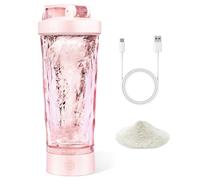 AOOWU Mezclador de Proteinas Eléctrica, 700ml Vaso Shaker Portable Recargable por USB, Botella Mezcladora de Batidos de Proteínas Sin BPA, Proteina Mezclador Vortex Eléctrico para Fitness (Rosa)