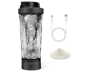 AOOWU Mezclador de Proteinas Eléctrica, 700ml Vaso Shaker Portable Recargable por USB, Botella Mezcladora de Batidos de Proteínas Sin BPA, Proteina Mezclador Vortex Eléctrico para Fitness (Negro)