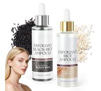 AOOWU Peel Shot Glow Rice Ampoule Duo, Exfoliante De La Cara de Arroz Blanco y Negro, Negro Arroz Ampoule Blanco Arroz Sérum para Exfoliación, Aeduce los Poros y Hidrata Profundamente (2PCS * 100ML)