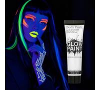 AOOWU Pintura Fluorescente Infantil, 25ml Tubos de Pintura Facial y Corporal, Pinta Caras a Base de Agua, Maquillaje Profesional de Pintacaras para Halloween, Mardi Gras y Carnaval (Blanco)