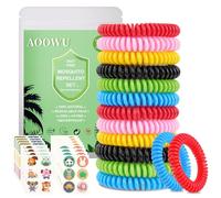 AOOWU Pulseras Repelentes de Mosquitos, 12 PCAK Ajustables EVA Pulseras con 72 PCS Parches de Citronela Antimosquitos, Repelente de Insectos Natural Acción Hasta 120H Dibujos Bebés, Niños y Adultos