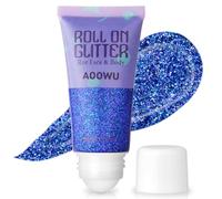 AOOWU Purpurina Cara Gel Líquido, 50ml Roll-on Gel Purpurina Corporal, Azul | Brillantes Mujer para Cara Cabello y Cuerpo, Glitter Líquida de Rollon para Maquillaje Festival Rave,Carnaval y Halloween