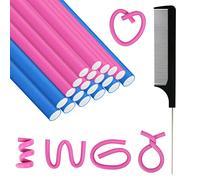 AOOWU Rizador Pelo sin Calor, 20pcs Rulos Flexibles para Rizar Pelo, Heatless Hair Curlers de Espuma Suave, Herramientas de Peinado para Cabello para Cabello Largo Medio Corto, No Daña el Pello