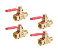 Aopin Válvula de bola de latón G 1/8 "hembra x G 1/8" macho válvula de cierre para agua, aceite y fluido de gas, válvula de bola con mango de vinilo adecuado para PEX, cobre, HDPE 4 piezas