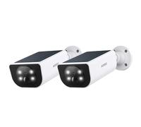 AOQEE Camara Vigilancia WiFi Exterior Solar - 2K Camaras de Vigilancia sin Cables con Batería, Humana/PIR Sirena, Visión Nocturna Color, IP65,2 Pack