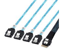 AoQhir Slimline SAS SFF-8654 4i 38P a 4X SATA Cable de servidor - 30AWG 10 Ohm Cable de conexión interno plano a plano de alta velocidad, negro, 0,5 m/1,0 m (0,5 m)