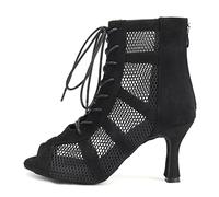 AOQUNFS Botas de Baile Latino Mujer Tacón Alto Botines de Baile de Salsa Bachata Tango y Samba Práctica y Actuación de Salón,L446-Black-8.5,EU43