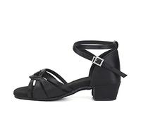 AOQUNFS Niña y Mujer Zapatos de Baile Latino Tacón Bajo Satén Zapatos de Baile de Salon Salsa y Bachata Tango,EM-3038GB-Negro-3,EU 37