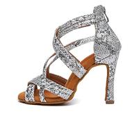 AOQUNFS Zapatos de Baile Latino Mujer con Cremallera Salsa y Bachata Botas de Baile de Salon L538-Blanco-7.5cm,EU36