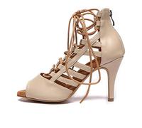 AOQUNFS Zapatos de Baile Latino Mujer Salsa y Bachata Botas Baile de Salon, L552-Beige-6cm,EU37
