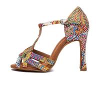 AOQUNFS Zapatos de Baile Latino Mujer Salsa y Bachata Zapatos Baile de Salon,L547-Colorido-9cm,EU38
