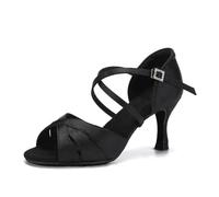 AOQUNFS Zapatos de Baile Latino Mujer Sandalias de Tacón de Salsa Bachata Samba Tango Performance Zapatos de Baile de Salón,L3047-Negro-7,EU38