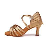 AOQUNFS Zapatos de Baile Latino Mujer Tacón Alto Salsa ChaCha Tango Bachata Samba Práctica y Actuación Zapatos de Baile de Salon,2324-Beige-7.5,EU35