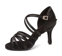 AOQUNFS Zapatos de Baile Latino Mujer Tacón Alto Salsa Tango Chacha Bachata Rumba Práctica Zapatos de Baile de Salon,EM2324-Negro-8.5CM,EU42