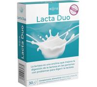 AORA LACTA DUO - 30 cápsulas - Enzima lactasa con tecnología de liberación dual para digestión de lactosa, ayuda a reducir hinchazón, gases y malestar digestivo.