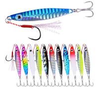 Aorace Juego de 12 señuelos de Metal de 60 g y 9,6 cm para Pesca en Agua Salada, Kit de señuelos para Pesca Vertical Lenta para lubina, Trucha de mar