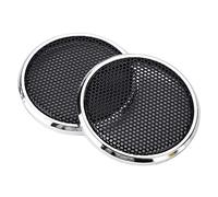 Aoresac 2 fundas protectoras de rejilla de altavoz de 1 pulgada, funda protectora de malla de acero para coche o altavoces pequeños, protector de hierro negro con anillo plateado, diámetro de