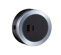 Aoresac Adaptador de Enchufe USB Compacto Tipo C, Adaptador de Toma Corriente, Pista Eléctrica, Marco Aleación Aluminio, Indicador LED Azul Moderno (SP5)