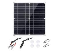Aoresac Panel Solar Portátil, Panel Solar de Silicio Monocristalino de 18 V 12 W con Puertos Carga USB Duales y Abrazadera Batería DC5521 (con controlador 40A)