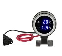 Aoresac Voltímetro LED Redondo, Medidor de Temperatura del Agua con Luz Azul para Coche Motocicleta ATV, Medidor Digital DC 9V-36V