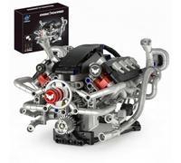 AoreSpty Kit Modelo Motor V8, Más de 770 Piezas, Eléctrico y LED | Modelo V8 motorizado con pistones móviles, servomotor, batería recargable y luces simuladas para montar y observar.