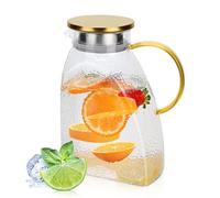 Aoreun 1.8 L Jarra de Agua, jarra de vidrio de borosilicato alto con tapa de acero inoxidable, Jarra cristal para agua, jarra a prueba de fugas, Jarra agua Frigorifico para Bebidas Frías o Calientes