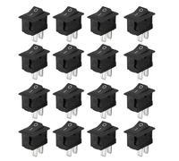 Aoreun 16 Piezas Interruptor Basculante, Auto Boton Interruptores Rocker Switch Mini Coche Rocker AC 3A 250V 2 Pin 2 Posiciones ON/OFF SPST Interruptor Electrónico para Barcos, Coche, Auto, Negro