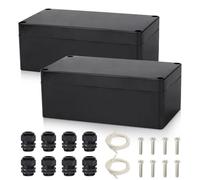 Aoreun 2 Pcs Caja de Derivación, Estanca IP56 Exterior Electrica Caja de Cables Conexiones Electricas de Plástico Empalme Proyecto Eléctrico Impermeable ABS Recinto Electrónico 158 x 90 x 60 mm, Negro
