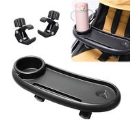 Aoreun Bandeja Para Cochecito, 3 en 1 Bandeja para Refrigerios para Cochecitos con Clip Ajustable, Bandeja de Aperitivos para Cochecito, Portavasos para Cochecito, Accesorio Universal para Cochecitos
