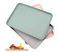 Aoreun Bandeja Plastico Rectangular, 3 Piezas 21CM x 29CM bandejas de Servir, 3 Colores Bandeja Antideslizante, Bandeja Apilables para Restaurante de Comida rápida cafetería Bar Fiesta Cocina