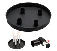 Aoreun Bandeja Redonda de Metal Negro Ø23cm con 4 Portavelas Magnéticos - para Velas Ø2cm, Bandeja Decorativa, Soporte para Velas de Mesa para Adviento, Decoración Hogar y Regalo