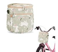 Aoreun Bolsa de Manillar para niños, Cesta de Bicicleta para niños Bolsa de Manillar de Lona Impermeable para Bicicleta Accesorio para Bicicleta para niños, para impulsores, Triciclo, Scooter（Verde）