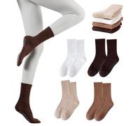 Aoreun Calcetines de yoga, 4 pares de calcetines de tope para mujer con puntos, calcetines antideslizantes para mujer, calcetines de yoga, calcetines antideslizantes para pilates, yoga, danza, ballet
