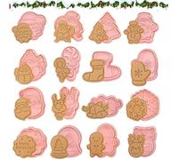 Aoreun Cortadores de Galletas de Navidad 16 Piezas, 3D Moldes Galletas Navidad, Mini Moldes para Galletas Niños para Cookie, Galletas, Fondant, Decoración