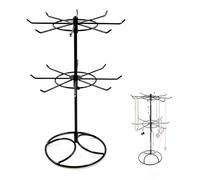 Aoreun Expositores de Bisuteria Giratorio, 2 Niveles Soporte de Joyería Expositor de Metal con 16 Ganchos, Árbol de joyería Cuelga Collares de Mesa Cadena Colgar Pendientes, Collares, Brazaletes