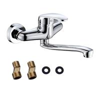 Aoreun Grifo de cocina montado en la pared, grifo de cocina giratorio de 360 ° montado en la pared, grifo mezclador para montaje en pared, mezclador monomando frío y caliente, brazo giratorio 20cm