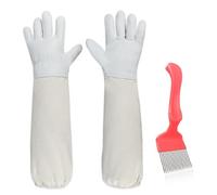 Aoreun Guantes de apicultura de piel de cabra, guantes de protección para apicultura con horquilla desoperculadora, guantes de apicultura 48CM con manga ventilada, accesorios de apicultura