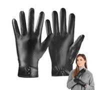 Aoreun Guantes de Cuero de Invierno para Mujer, Pantalla Táctil Cuero de imitaciÓN Forro Polar Térmico Mitones Mensajes de Texto de Dedo, Guantes PU Resistente al Agua, Señoras Regalo