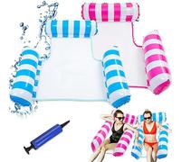 Aoreun Hamaca Flotante, 2 Piezas Colchoneta Piscina Adultos, 4 en 1 Hamaca Piscina Flotante, Colchoneta Hinchable Plegable con Bomba, Hamaca Hinchable Piscina para Fiestas Playa y Piscina