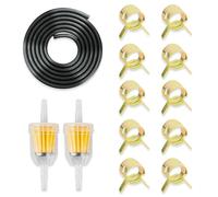 Aoreun Kit de Tubo Gasolina, 2 Metro Ø 5mm Kit Manguera Combustible, Manguera Gasoil con 2 Filtros Combustible y 10 Abrazaderas Manguera para Motores Pequeños, Moto, Auto, Cortacéspedes