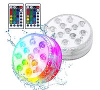 Aoreun Luces Sumergibles, 2PCS Luces LED Sumergibles con mando a distancia, Luces Sumergibles Impermeable IP68 16 color RGB, luces led piscina para Piscinas, Bodas, Acuario, Party, Navidad, Estanque